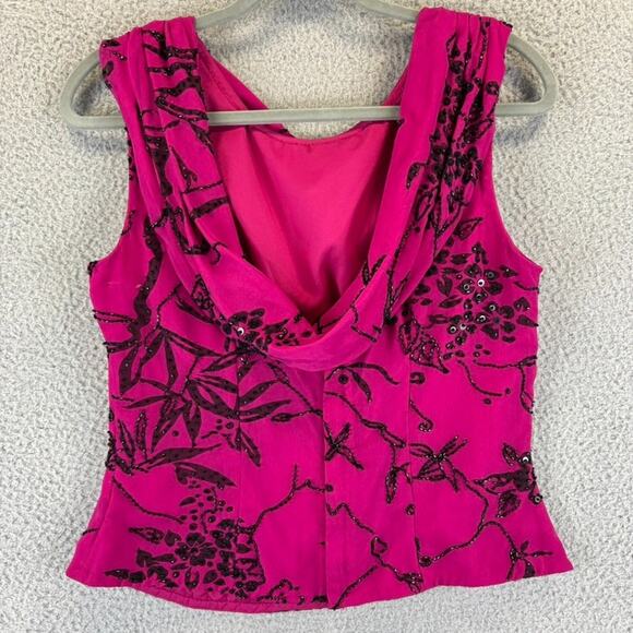 Vtg Andretta Donatello Silk Top Medium Asian Cocktail Evening Beaded Draped Neck - Picture 2 of 8